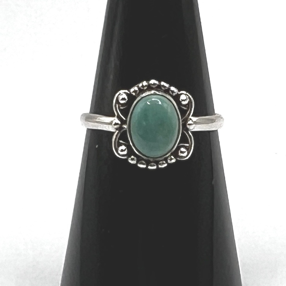 New 925 Sterling Silver Oval Turquoise Cabochon Ring Size 7 Southwestern